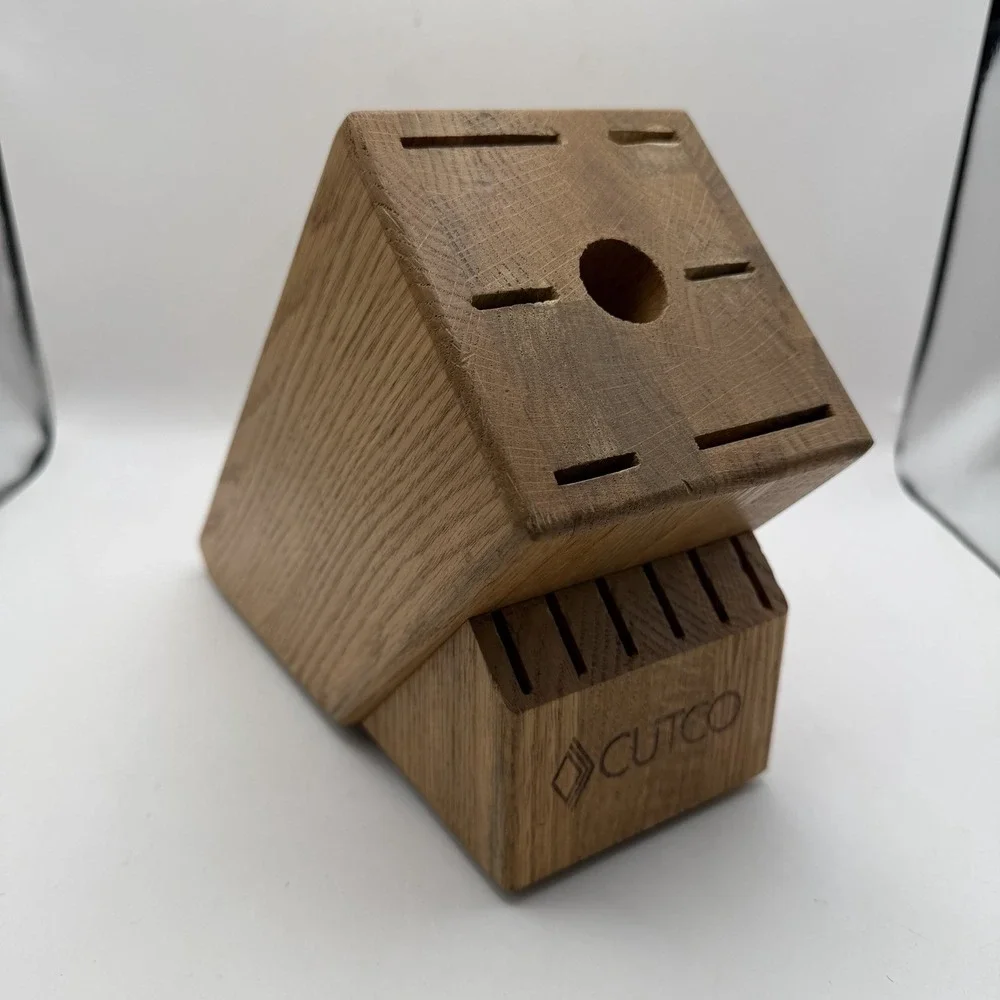 Cutco Honey Oak Wood Knife Block Holder 13 Slot Storage 12 Knife's & 1 Sharpener